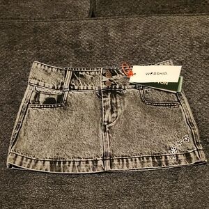 Worship Gray Denim Mini Skirt